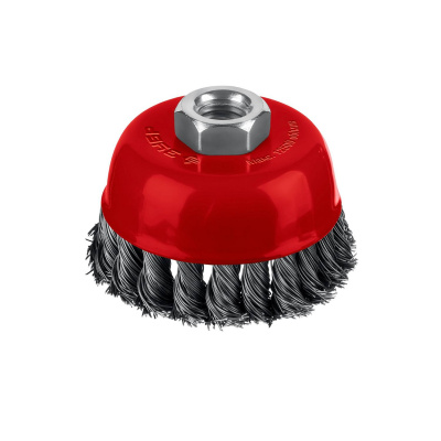 ЗУБР  75хМ14 щетка чашечная для УШМ, жгутированная стальная проволока 0.5 мм, посад. М14 {35172-075}