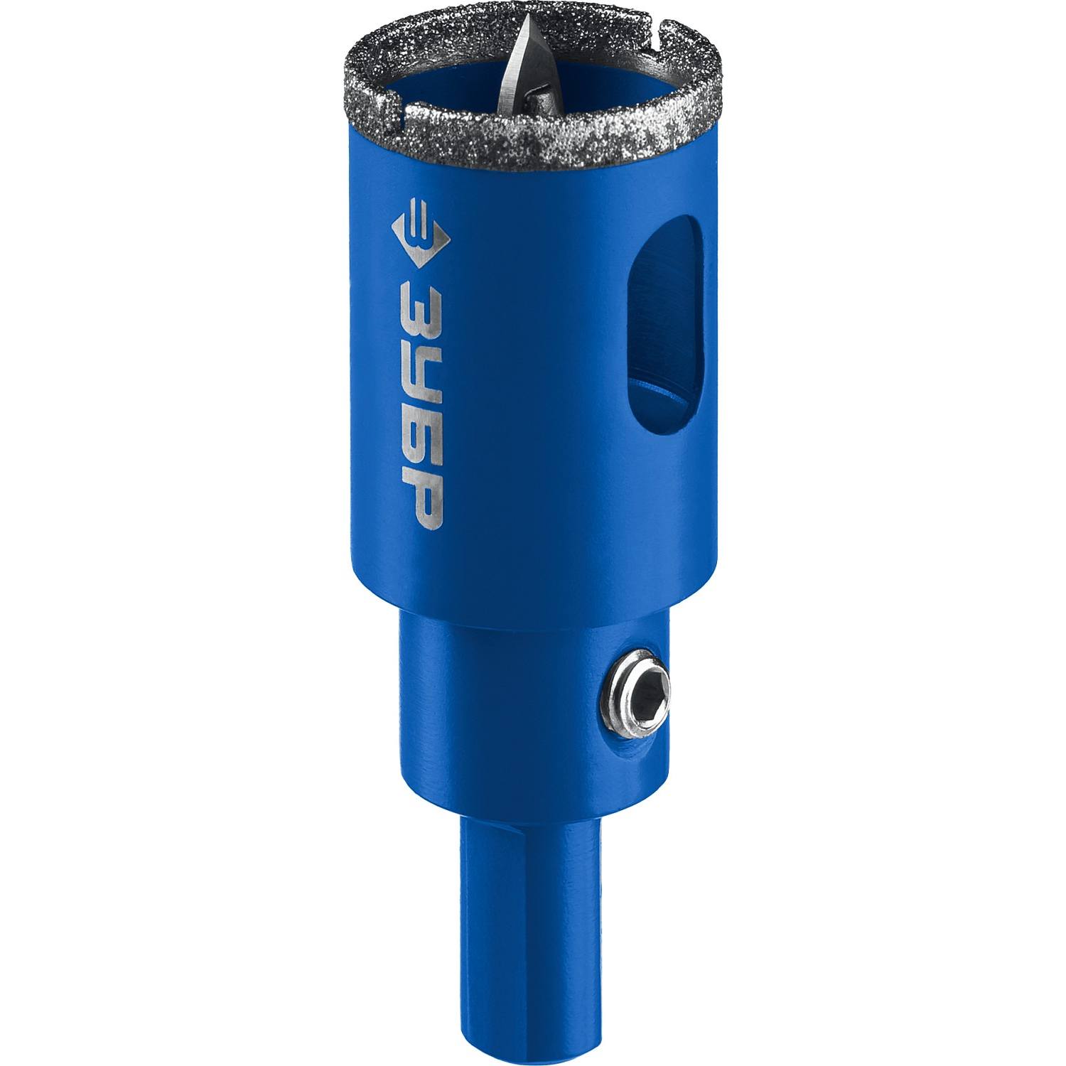 Коронка алмазная с центрирующим сверлом для дрели d 40 мм по керамике и стеклу, Р60, трехгр хвостовик, ЗУБР Профессионал