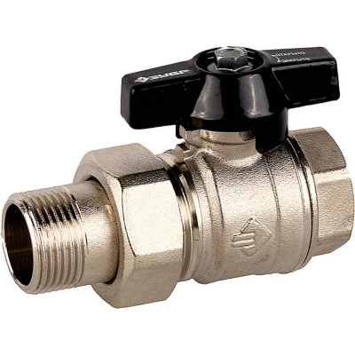 ЗУБР  d 3/4", ручка "бабочка", "мама-папа", полнопроходной шаровой кран с накидной гайкой (4-51327-C-3/4)