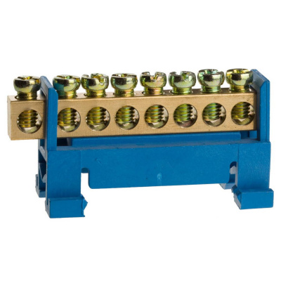 Шина СВЕТОЗАР нулевая на изоляторе типа "Стойка" макс. ток 100А, 5,2мм, 8 полюсов {49806-08}