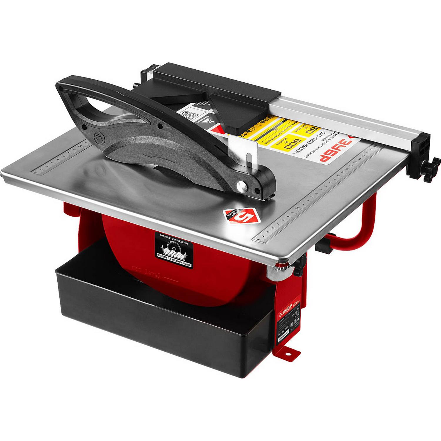 Электроплиткорез ЗУБР "Мастер", диск 180 мм, глубина реза 90°-34мм/45°-17мм, стол 330х360мм, 2950об/мин, 600Вт