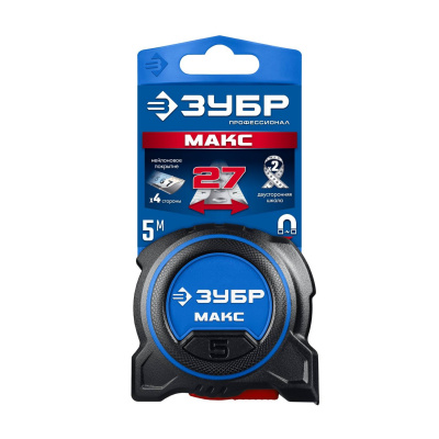 ЗУБР МАКС 5м х 27мм, рулетка со сверхшироким полотном  (34060-05-27)