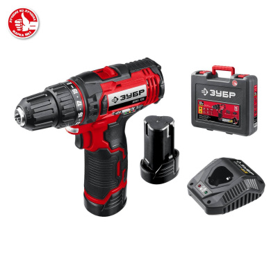 ЗУБР 12В, 2 АКБ (2Ач), в кейсе, дрель-шуруповерт. ДШЛ-125-22 {ДШЛ-125-22}