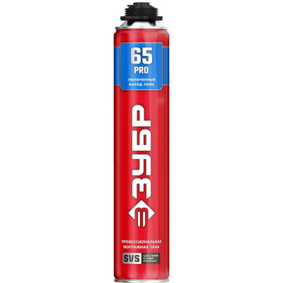 ЗУБР  PRO 65, 850 мл, пистолетная, всесезонная, SVS, с увеличенным выходом до 65 л, профессиональная, монтажная пена (41147)