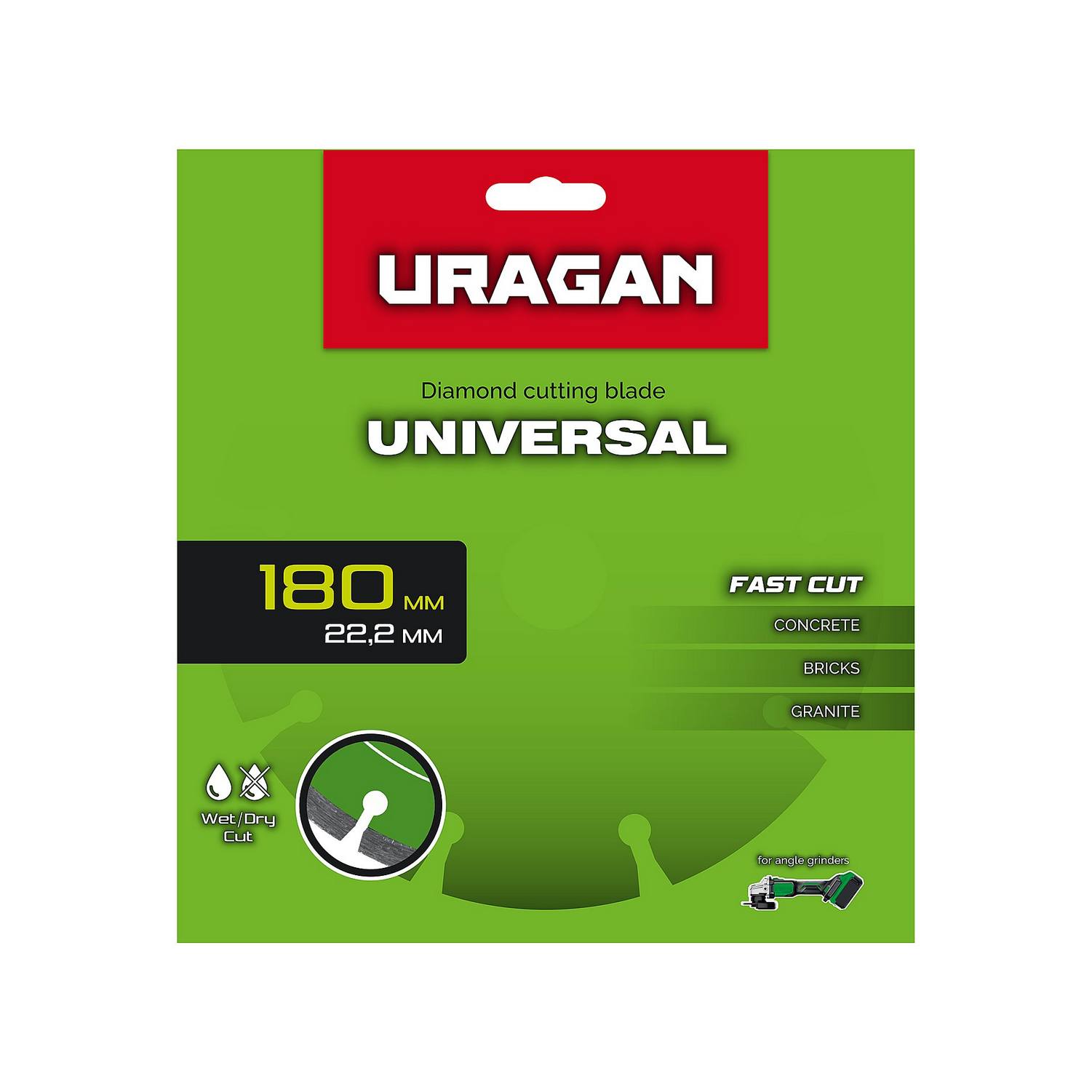 URAGAN  UNIVERSAL 180 мм, диск алмазный отрезной сегментный {36705-180}