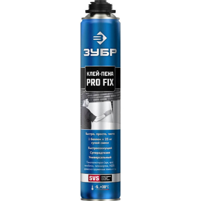 PRO FIX клей-пена монтажный, профессиональный, пистолетный, всесезонный, 750мл, SVS, ЗУБР {41150}