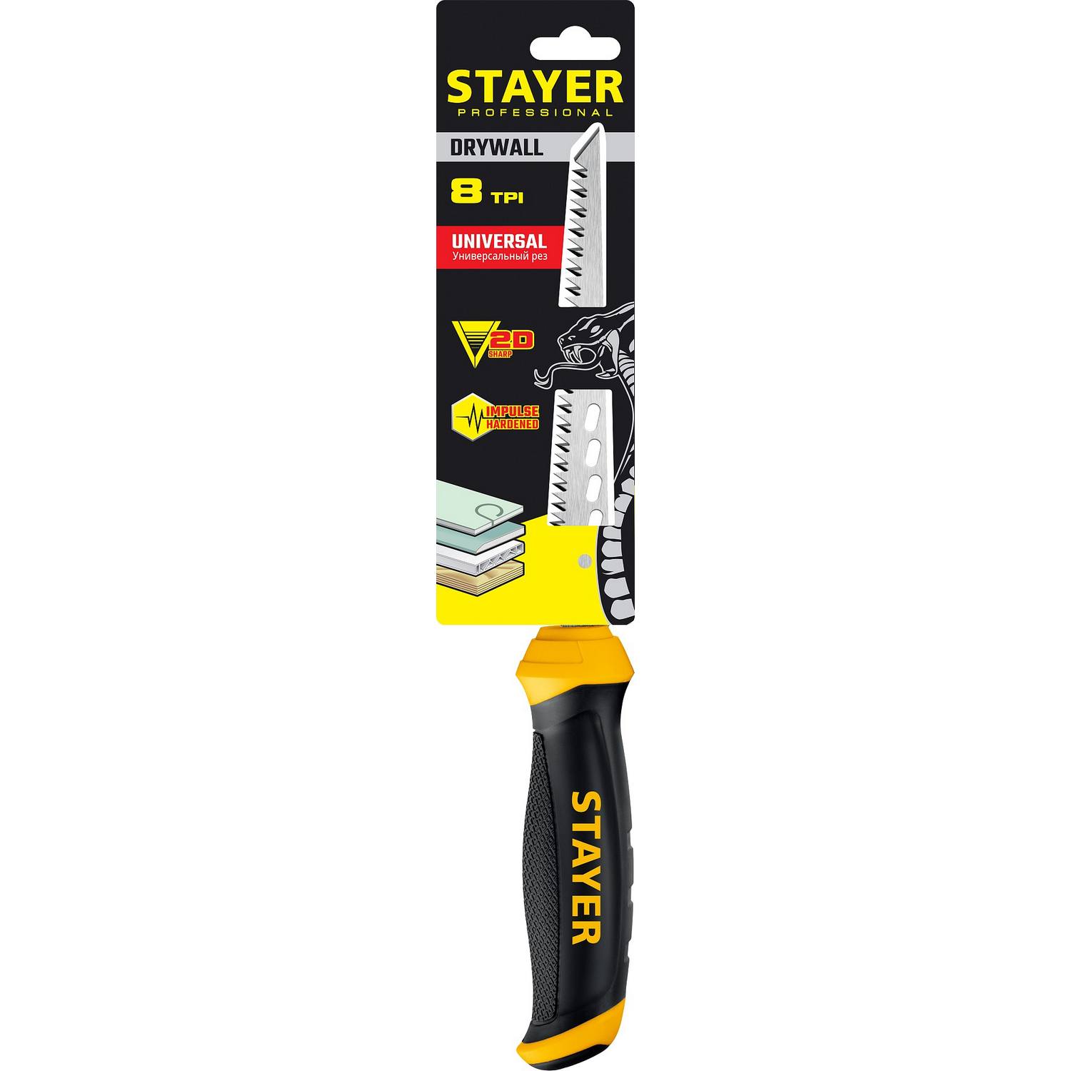 STAYER Drywall 160 мм выкружная ножовка по гипсокартону {15173_z02}